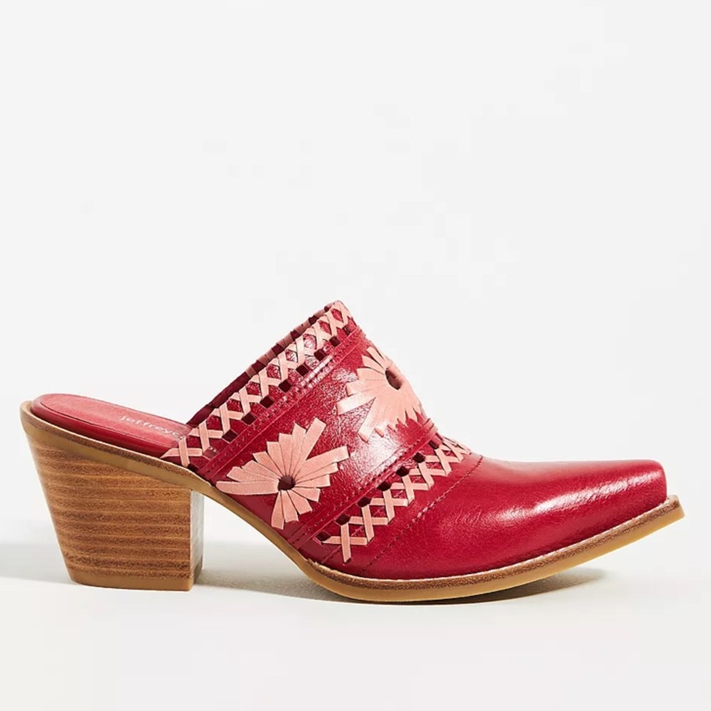 Jeffrey Campbell Red Leather Woven Mule